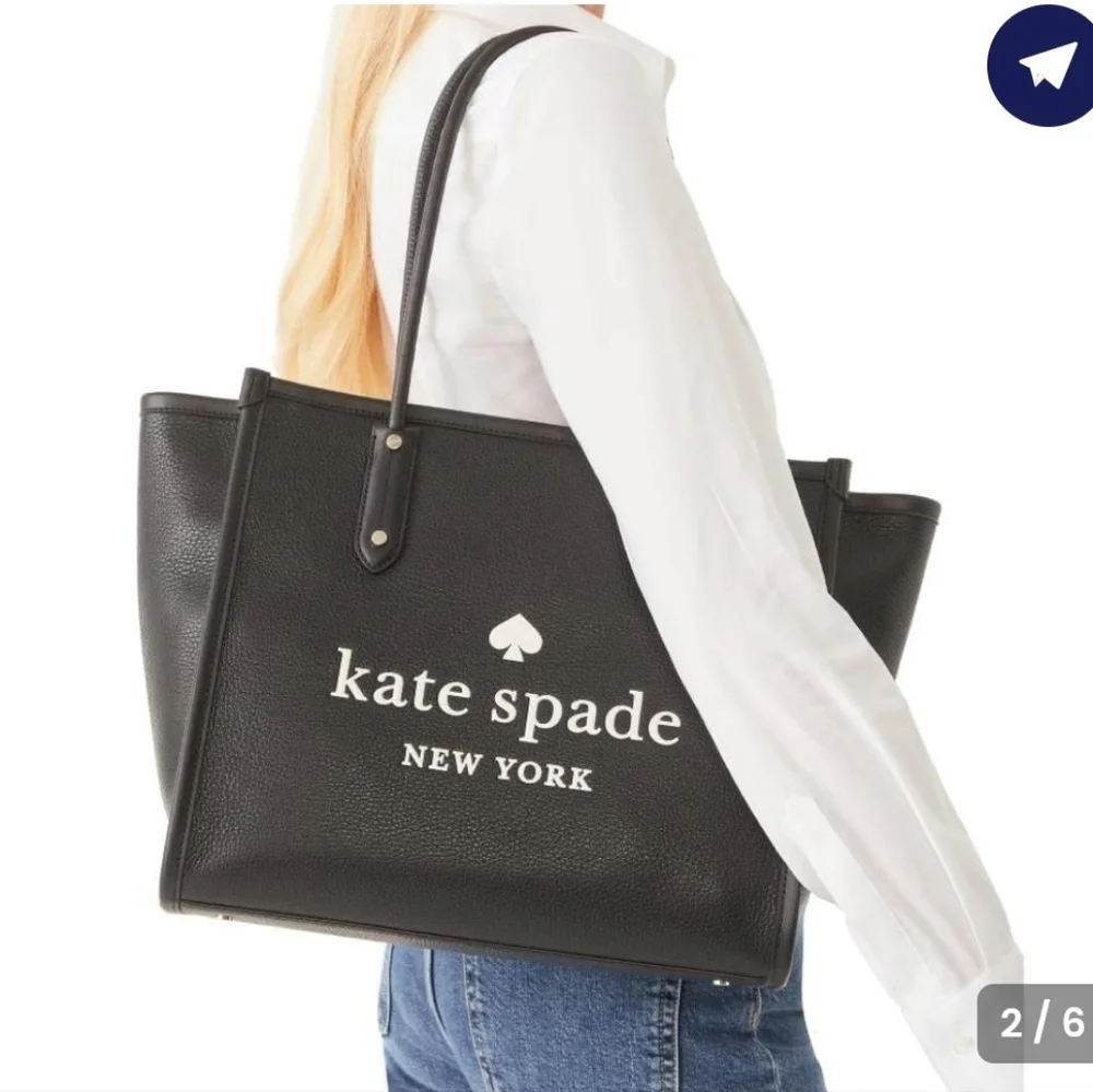Kate Spade Ella Pebbled Black Leather Tote - Picture 1 of 9